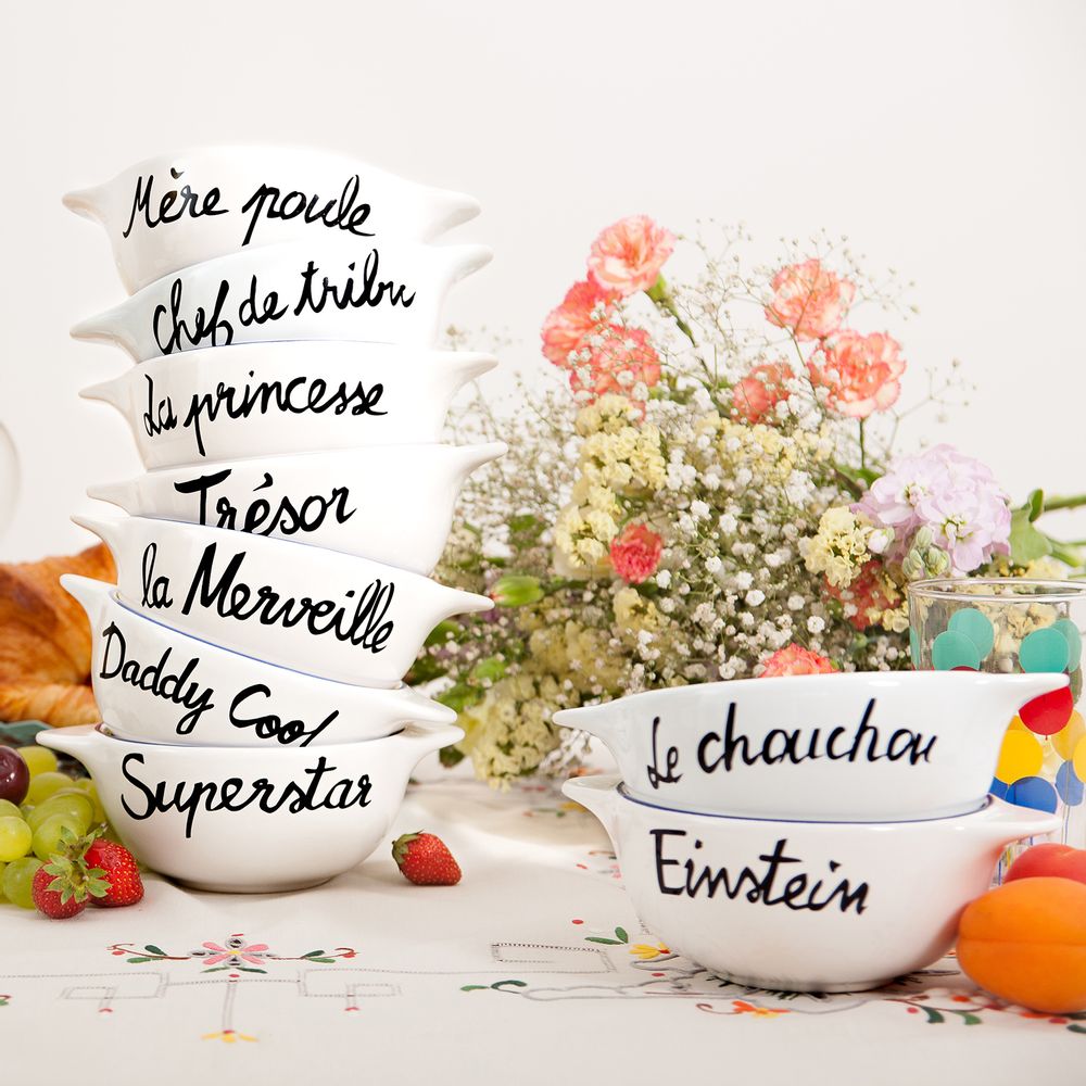 Children's mealtime - BRITANY BOWL WITH TWISTED MESSAGES - PIED DE POULE