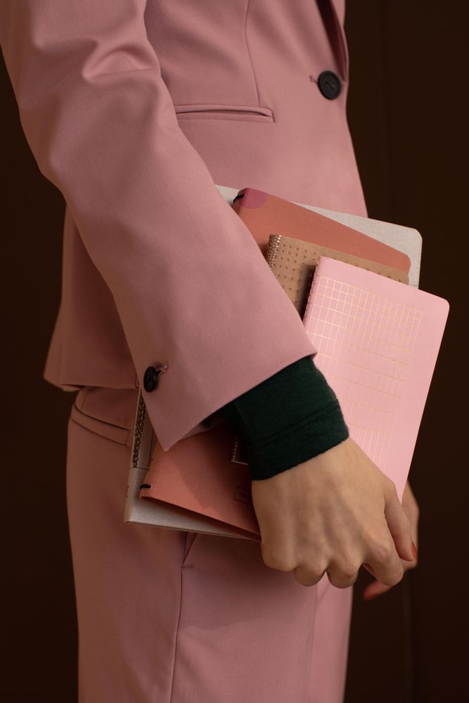 Stationery - Linen notebook with button / Rose Dawn - TINNE+MIA