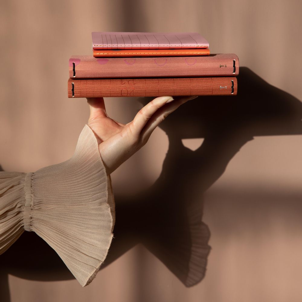 Stationery - Linen notebook with button / Rose Dawn - TINNE+MIA