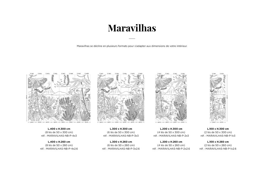 Objets déco enfant - MARAVILHAS - Papier peint panoramique  noir & blanc - MAISON BONAMI