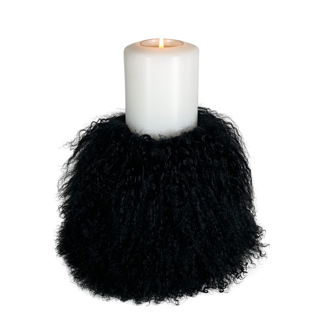 Objets design - Accessoire de bougie et refroidisseur de champagne en agneau tibétain en fourrure véritable comme  - QULT DESIGN GMBH