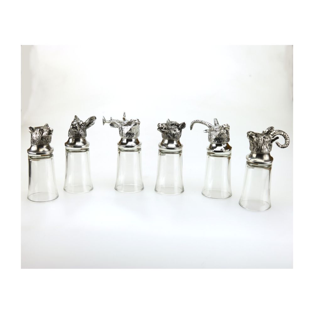 Cadeaux - GOBELETS A LIQUEUR CERF ET SANGLIER - LE POTIER D'ETAIN
