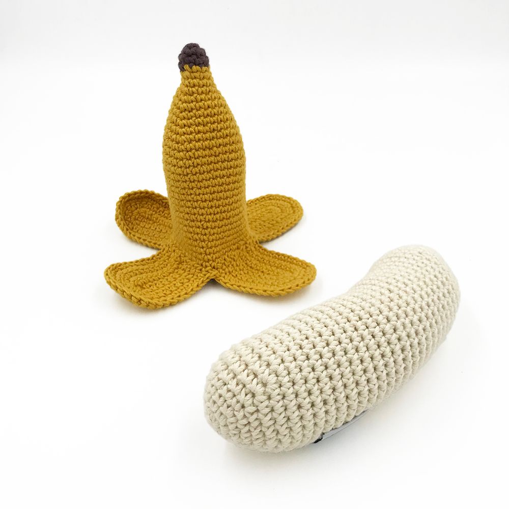 Jouets enfants - LA BANANE - HOCHET POUR BÉBÉ EN COTON BIO - MYUM - THE VEGGY TOYS