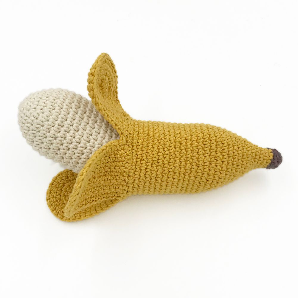 Jouets enfants - LA BANANE - HOCHET POUR BÉBÉ EN COTON BIO - MYUM - THE VEGGY TOYS