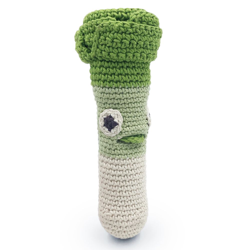 Jouets enfants - ORSO LE MINI POIREAU - HOCHET POUR BÉBÉ EN COTON BIO - MYUM - THE VEGGY TOYS