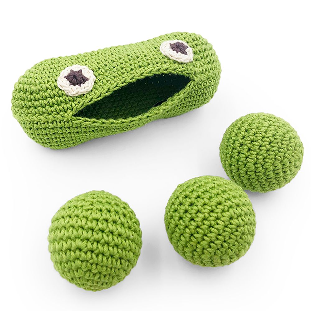Toys - PIA MINI GREEN PEAS - BABY RATTLE 100% ORGANIC COTON - MYUM - THE VEGGY TOYS