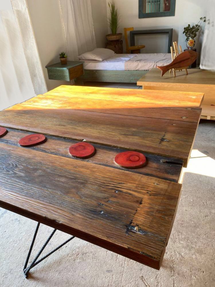 Dining Tables - Star base with “upcycling wooden” top - LIVING MEDITERANEO