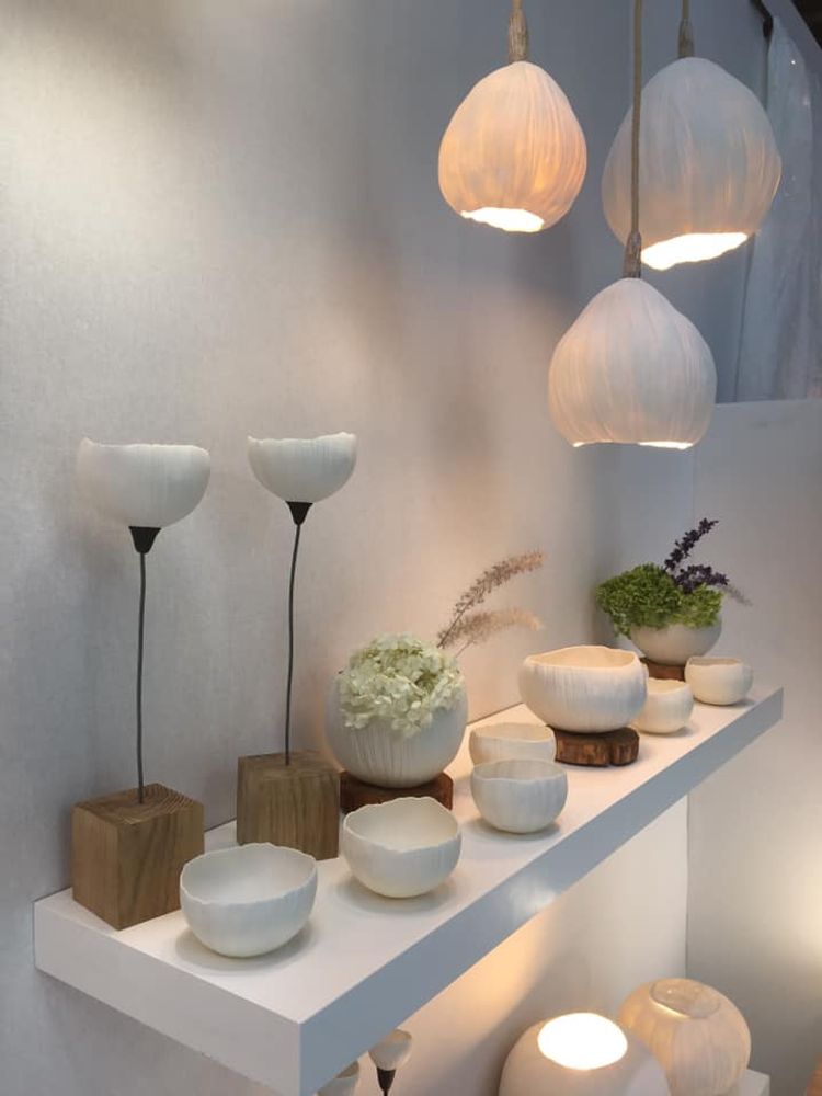 Céramique - Fleur de soie, photophores & photoFlora - ATELIER SUR LA RIVIERE - SYLVAIN FEZZOLI