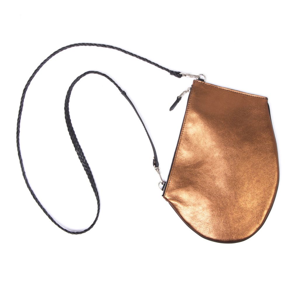 Bags and totes - Zip Maxi Copper - Cross body metallic leather bag with removable shoulder strap - MLS-MARIELAURENCESTEVIGNY