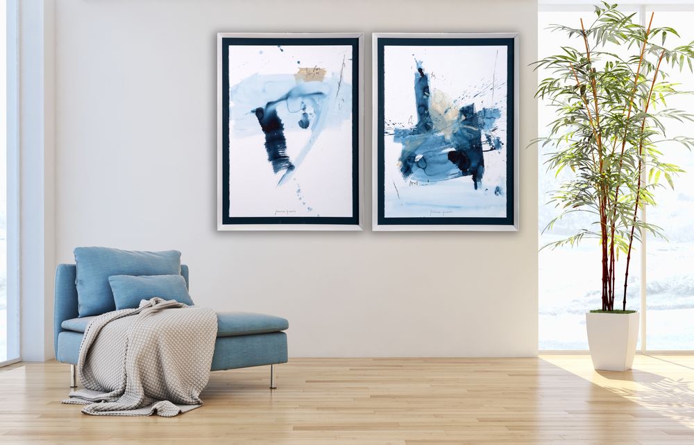 Paintings - AZUL I & II PAINTINGS - NOVOCUADRO ART COMPANY