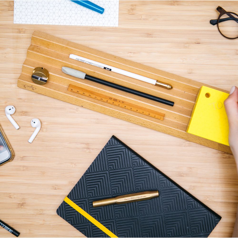 Gifts - Toblerono Organizer  + Mini Toblerono - set of wood desk organizer and memo pad paper block - PULP SHOP