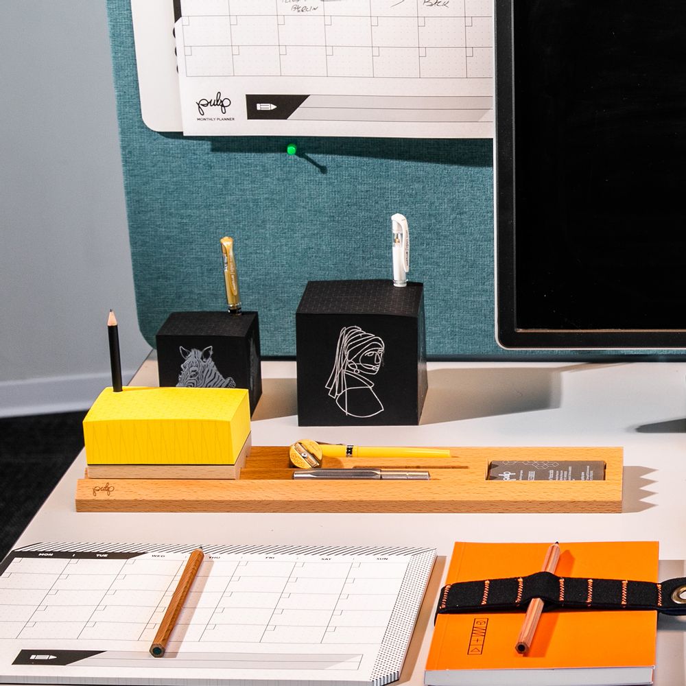 Gifts - Toblerono Organizer  + Mini Toblerono - set of wood desk organizer and memo pad paper block - PULP SHOP
