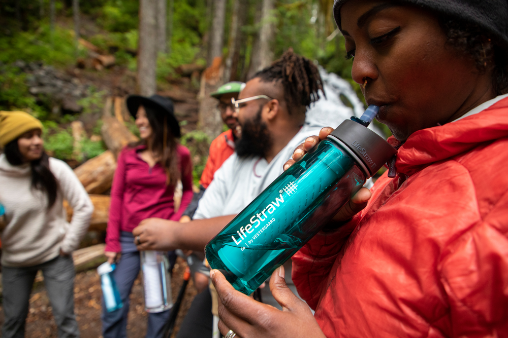 Travel accessories - Bottle with water filter 0.65L, BPA-free plastic, dark teal - LIFESTRAW®