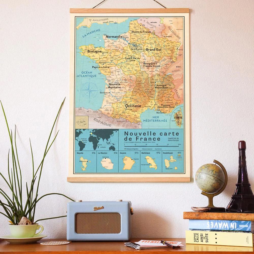 Objets déco enfant - Affiche Nouvelle carte de France vintage  - PAPPUS ÉDITIONS