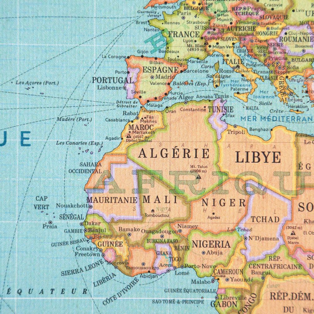 Stationery - Poster Map of the World 2020 style vintage planisphere detailed - PAPPUS ÉDITIONS