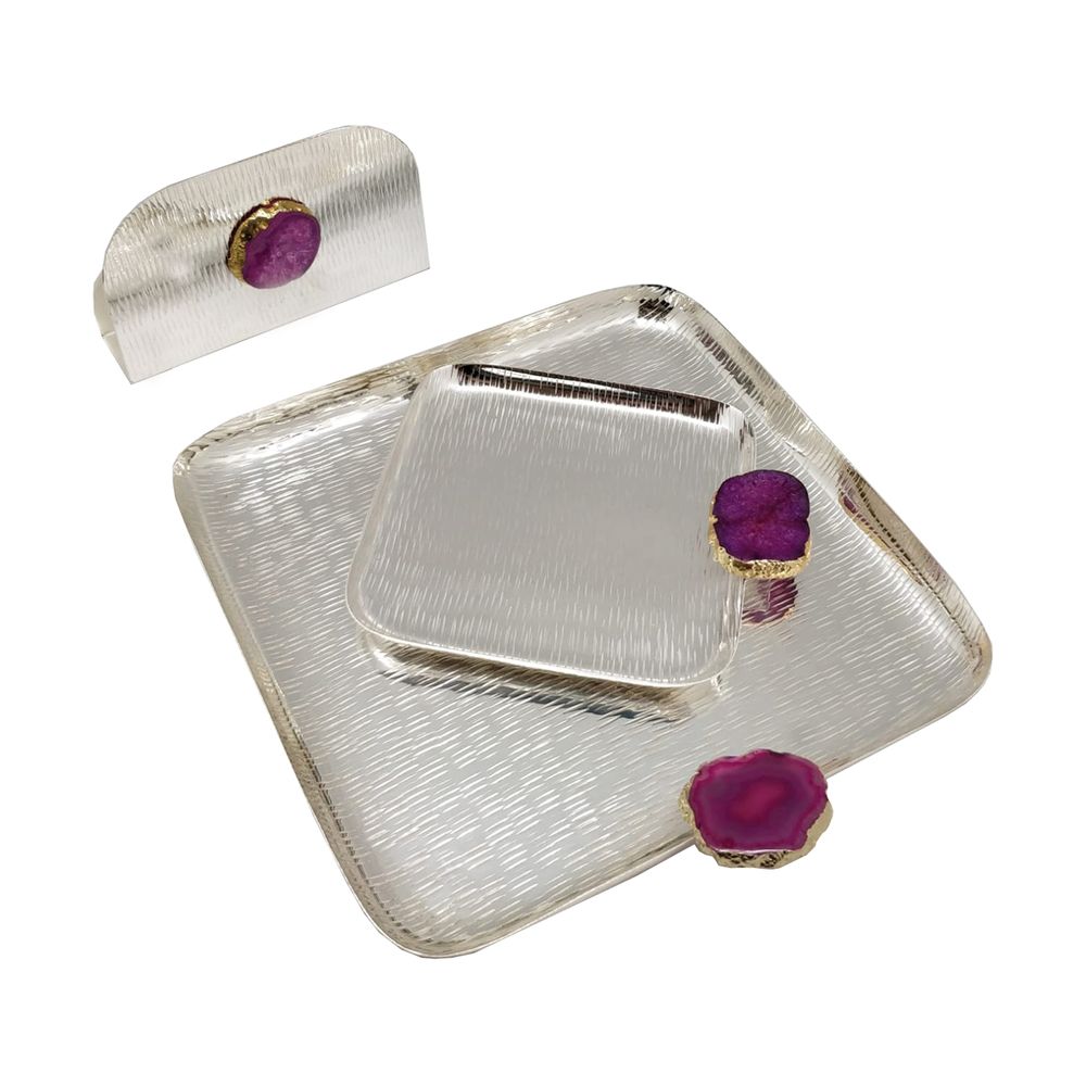 Decorative objects - GEMSTONE PLATTER SET - INDIA - BESPOKE HOME JEWELS BY MINJAL J