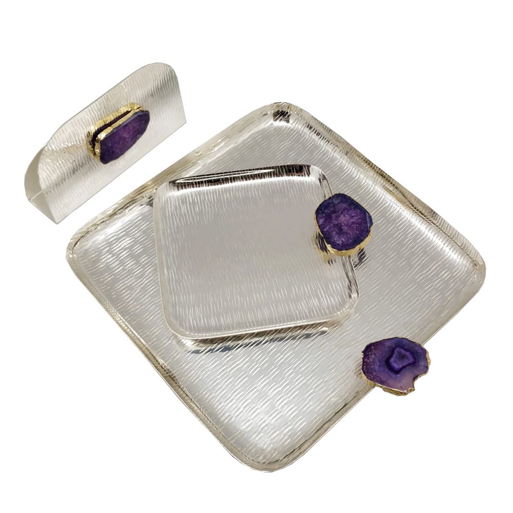 Decorative objects - GEMSTONE PLATTER SET - INDIA - BESPOKE HOME JEWELS BY MINJAL J