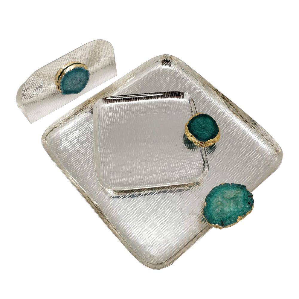 Decorative objects - GEMSTONE PLATTER SET - INDIA - BESPOKE HOME JEWELS BY MINJAL J