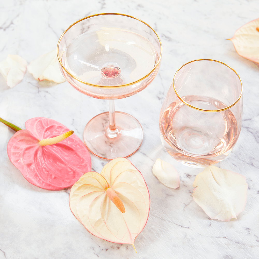 Cadeaux - Flûte à Champagne Cristal Rose Lot de 2 - CRISTINA RE