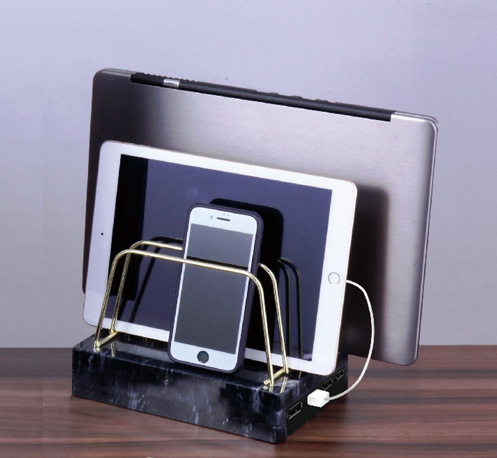 Boîtes de rangement  - Charging cables hidden Cell Phone/Tablet/Laptop Organizer Stand - MARBILLUM