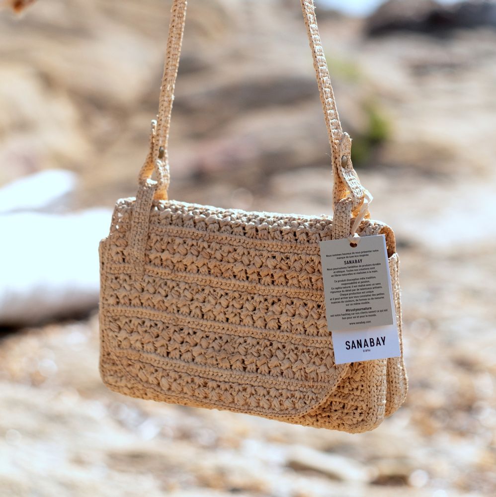 Bags and totes - AVA Raffia Crochet Shoulder Bag - SANABAY PARIS
