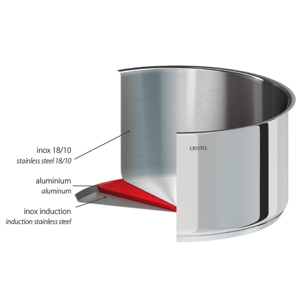 Platter and bowls - Set of 3 stainless steel pots 18-10 16, 18 and 20 cm Mutine Removable - CRISTEL