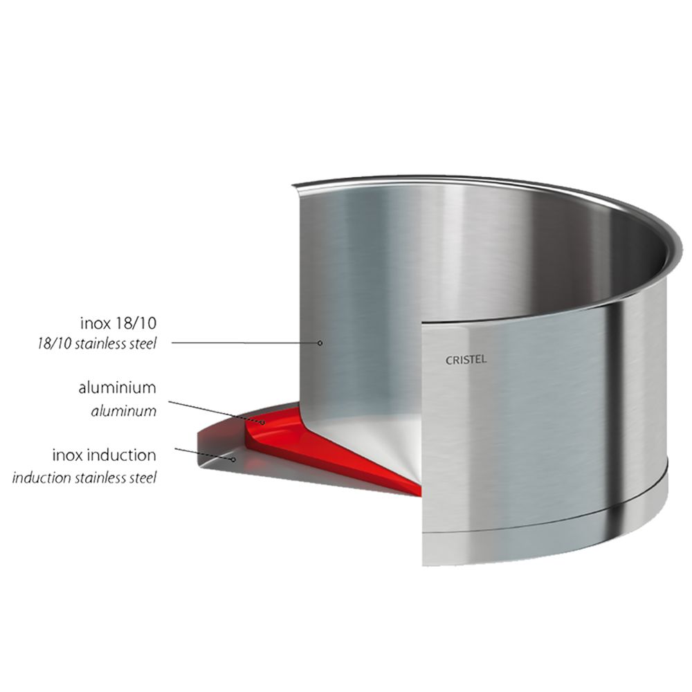 Casseroles - Casserole inox 18-10 18cm Strate Amovible - CRISTEL