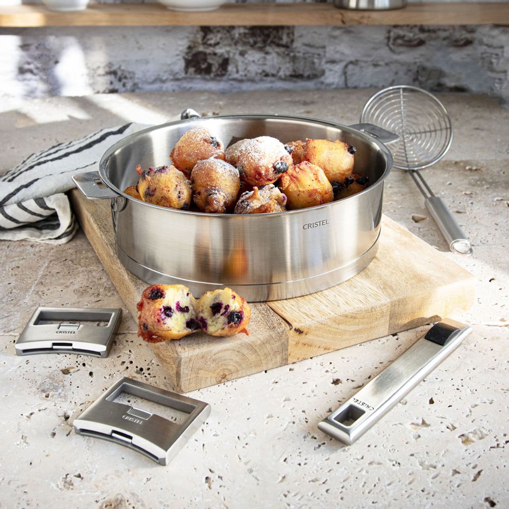 Stew pots - Stainless steel sauté pan 18-10 24cm Removable Strate - CRISTEL