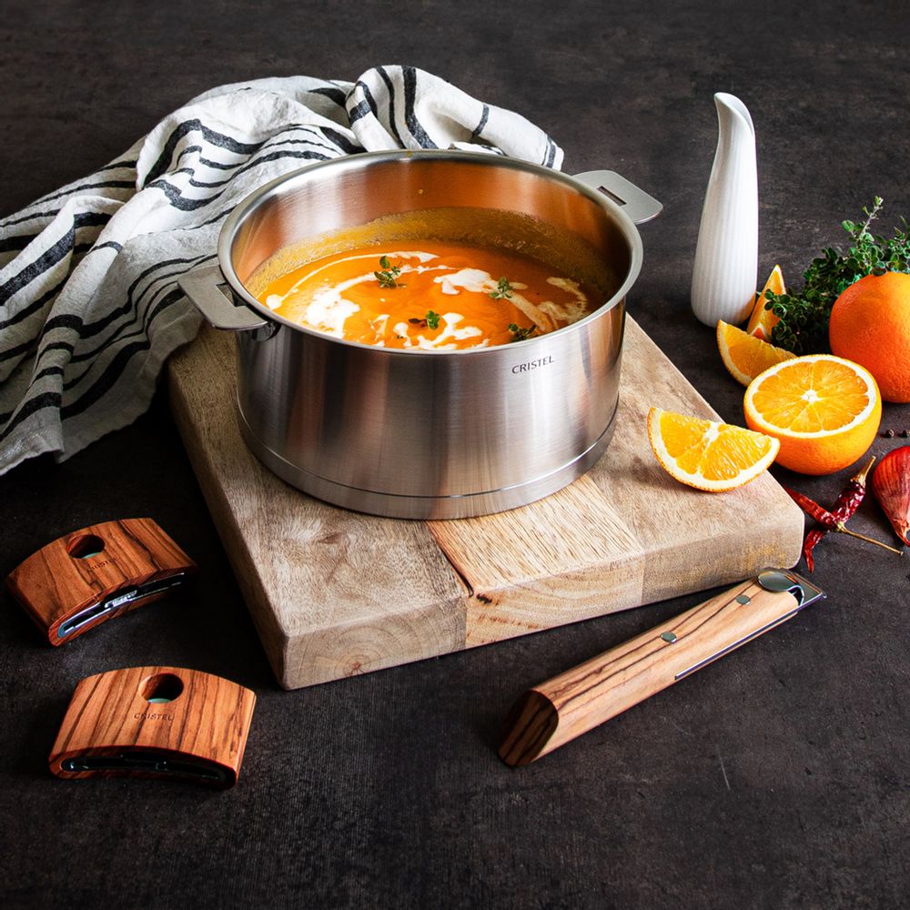 Platter and bowls - Set of 4 stainless steel pots 18-10 1416, 18 and 20cm Strata Removable - CRISTEL