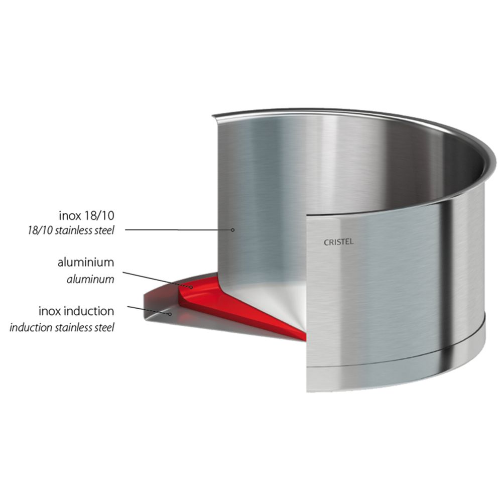Platter and bowls - Set of 4 stainless steel pots 18-10 1416, 18 and 20cm Strata Removable - CRISTEL