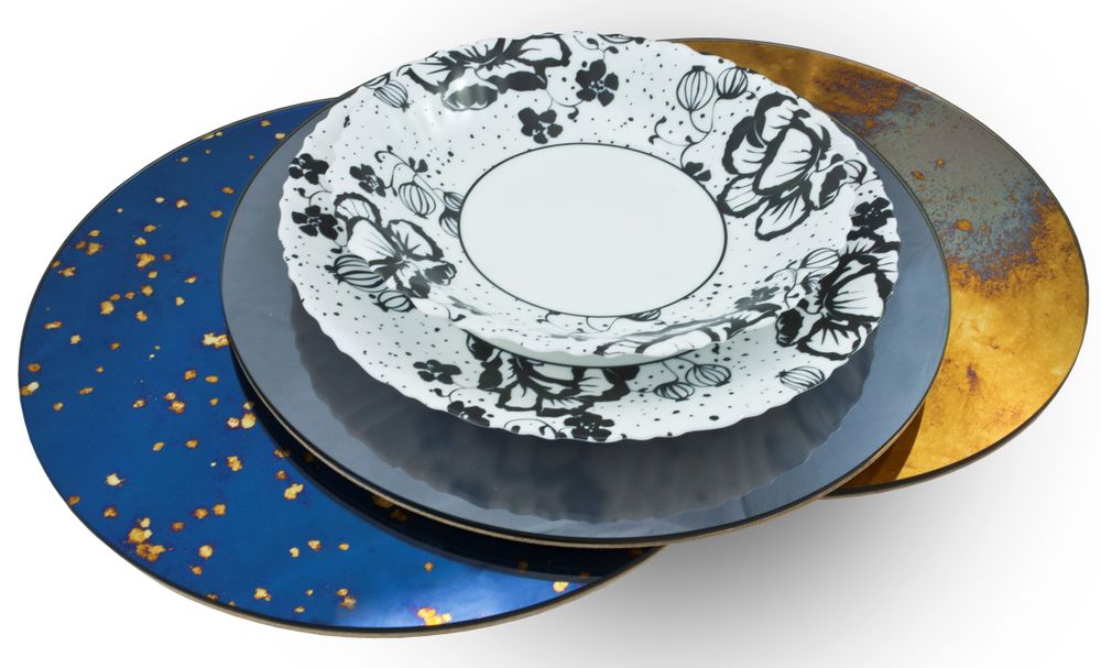 Formal plates - MIRRORED ROUND SERVICE PLATE - ANTIQUE MIRROR