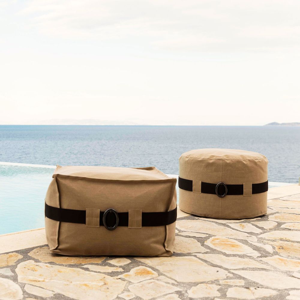 Garden textiles - BEAN BAG LA PLAYA ROUND STOOL - POUFOMANIA