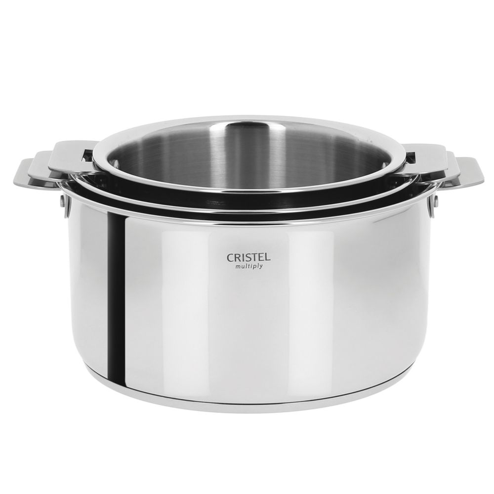 Casseroles - Série de 3 casseroles inox 18-10 16, 18 et 20cm Casteline Amovible - CRISTEL