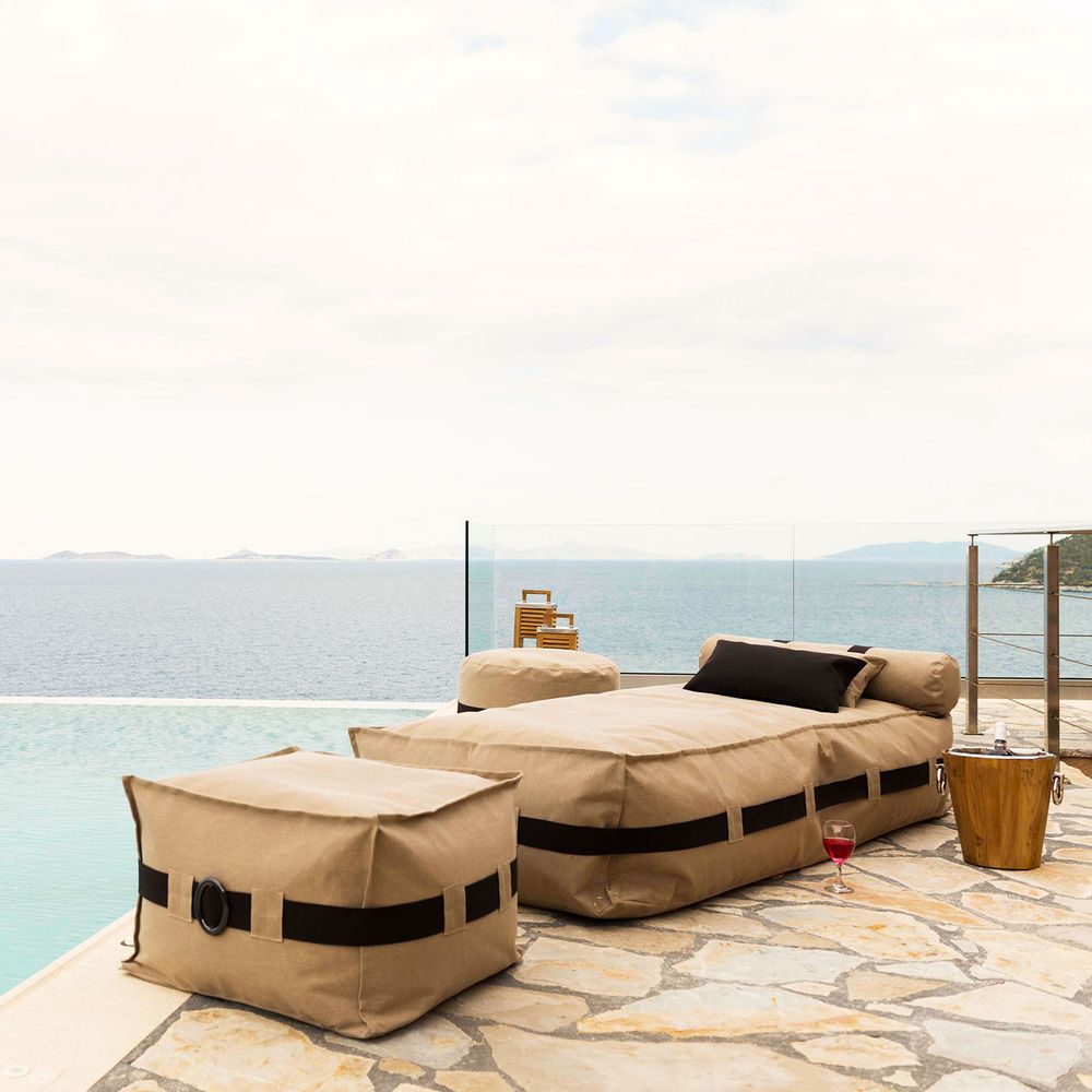 Garden textiles - BEAN BAG LA PLAYA SQUARE STOOL - POUFOMANIA