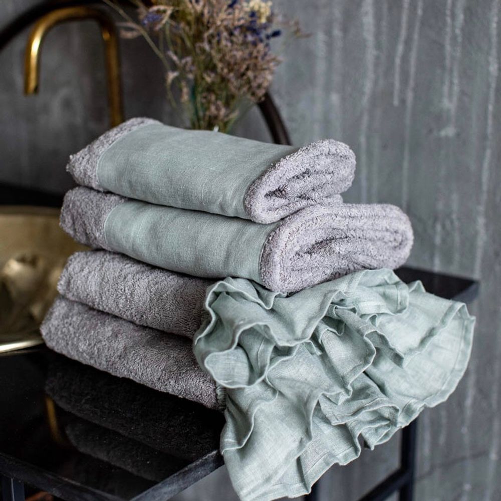 Bath towels - GITANE BATH TOWEL COTTON TERRY AND LINEN RUFFLES - BORGO DELLE TOVAGLIE