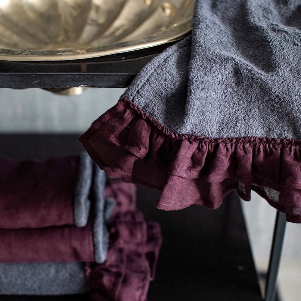 Bath towels - GITANE BATH TOWEL COTTON TERRY AND LINEN RUFFLES - BORGO DELLE TOVAGLIE