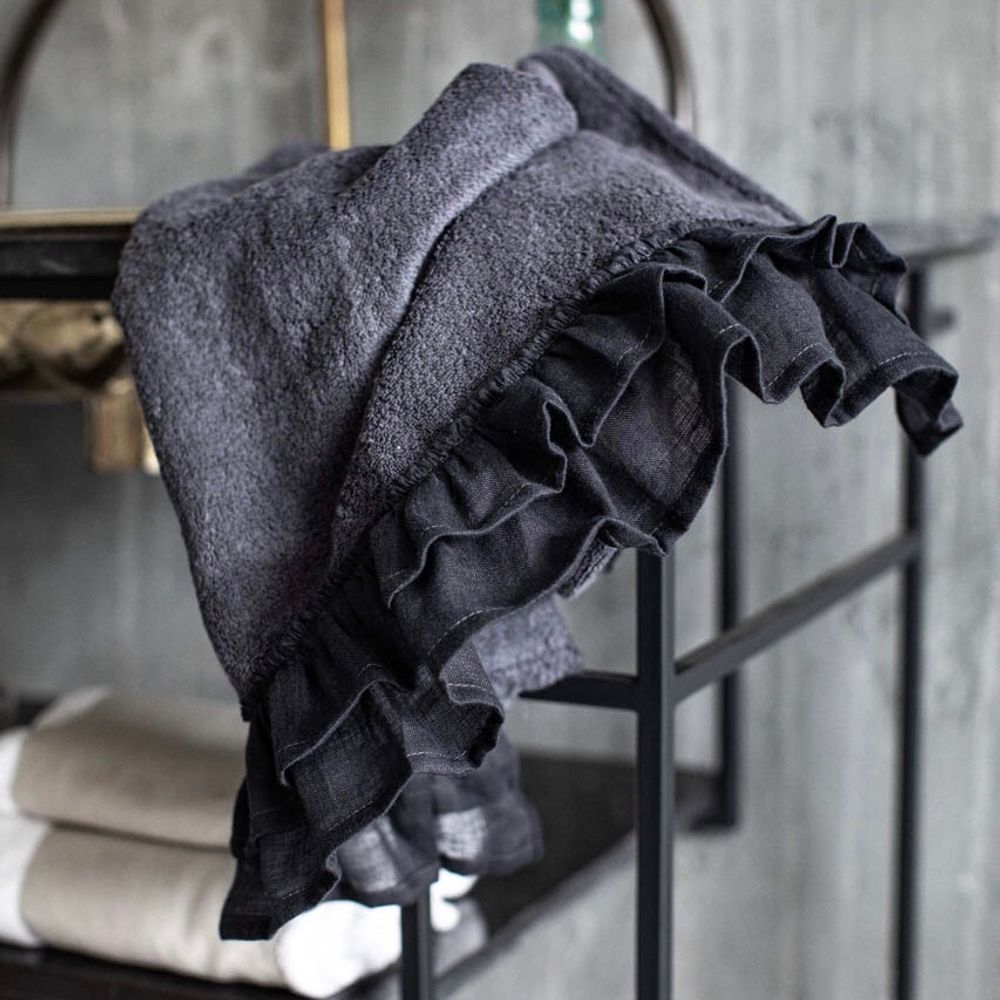 Bath towels - GITANE BATH TOWEL COTTON TERRY AND LINEN RUFFLES - BORGO DELLE TOVAGLIE