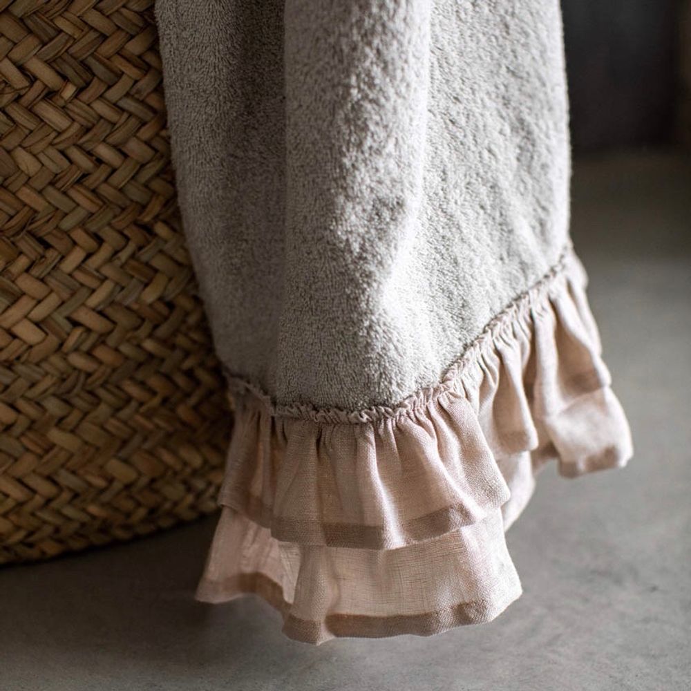 Bath towels - GITANE BATH TOWEL COTTON TERRY AND LINEN RUFFLES - BORGO DELLE TOVAGLIE
