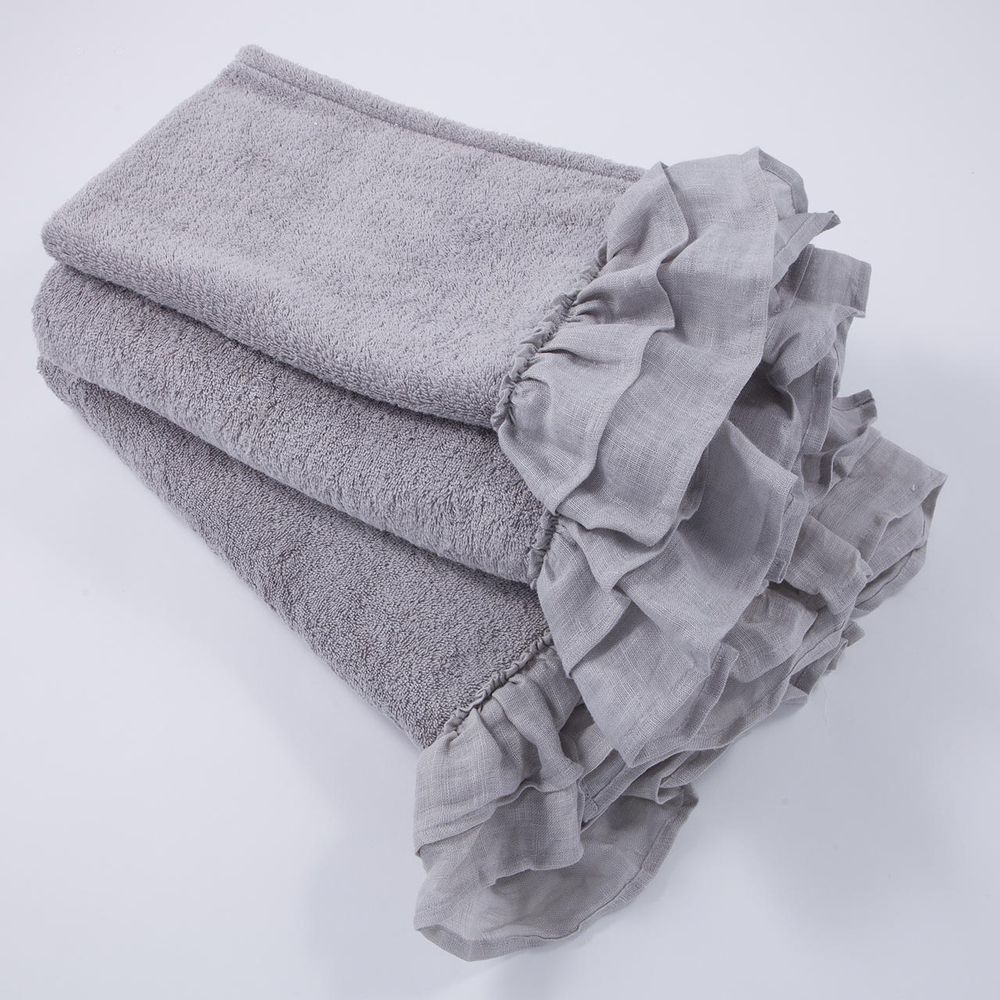 Bath towels - GITANE BATH TOWEL COTTON TERRY AND LINEN RUFFLES - BORGO DELLE TOVAGLIE