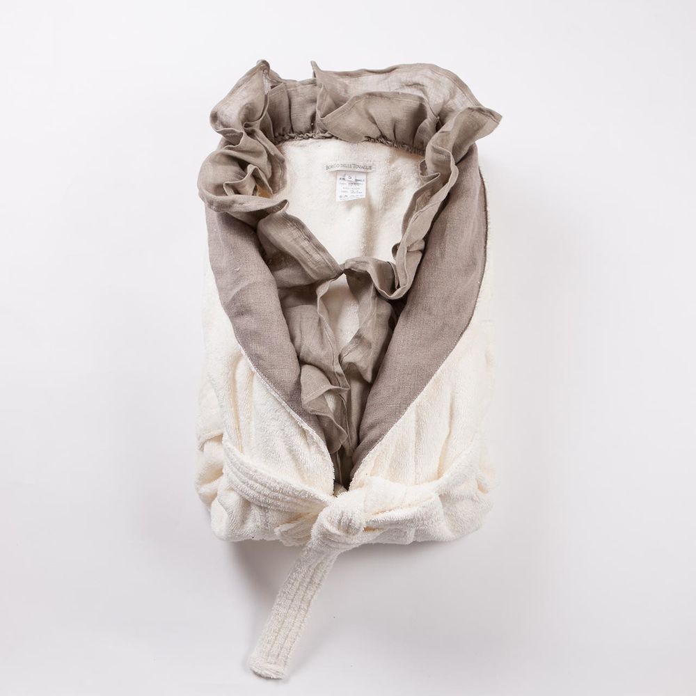 Bath towels - GITANE BATH TOWEL COTTON TERRY AND LINEN RUFFLES - BORGO DELLE TOVAGLIE
