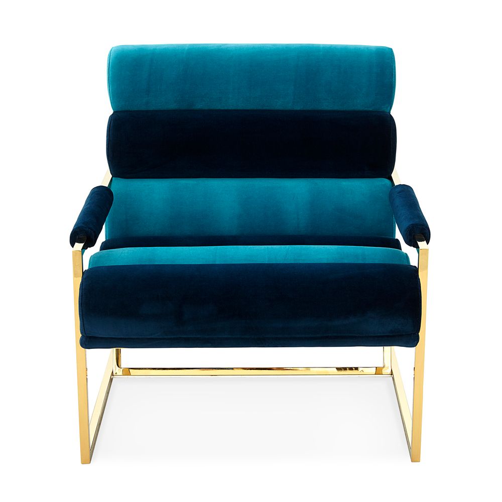 Armchairs - Channeled Goldfinger Lounge Chair - Navy/Teal - JONATHAN ADLER