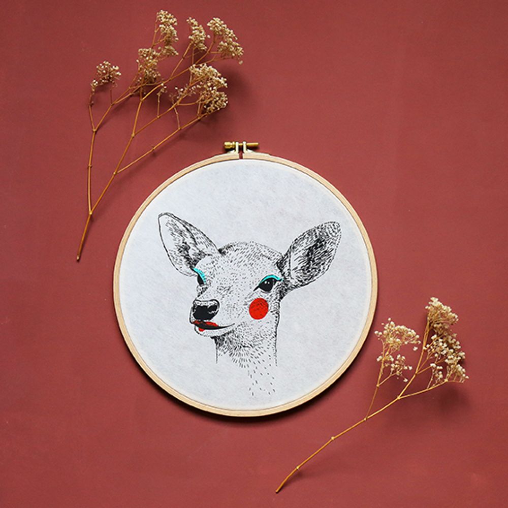 Other wall decoration - Silkscreen print on Japanese paper and embroidery drum - “Painted Animals” Dream Drum Collection - PAPPUS ÉDITIONS