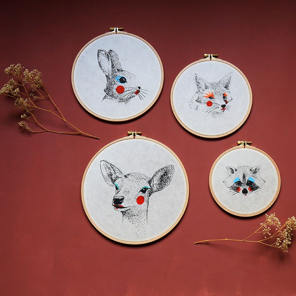 Other wall decoration - Silkscreen print on Japanese paper and embroidery drum - “Painted Animals” Dream Drum Collection - PAPPUS ÉDITIONS