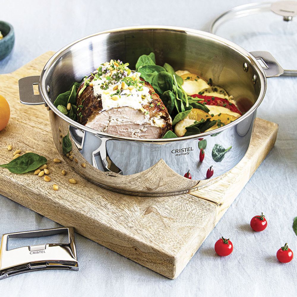 Frying pans - Stainless steel sauté pan 18-10 24cm Casteline Removable - CRISTEL
