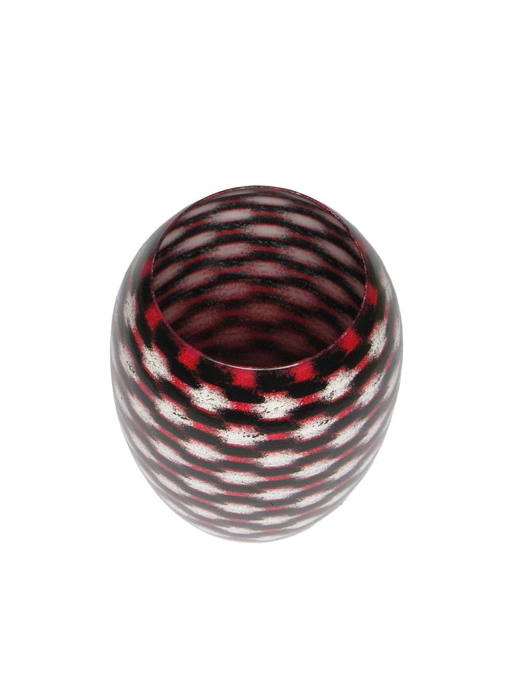 Decorative objects - White on Red Teleport Barrel Vase Medium - SYNCHROPAINT
