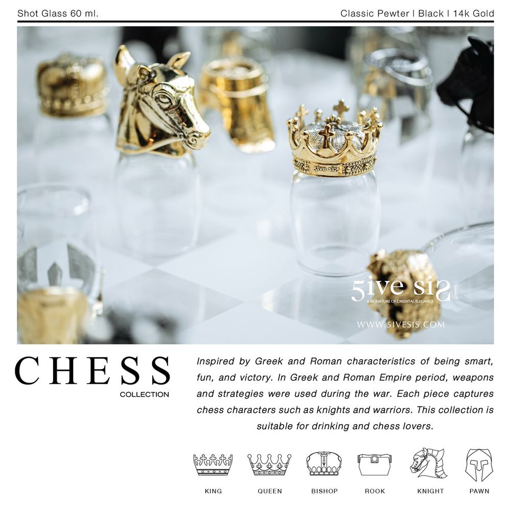 Objets de décoration - Verre à tir Queen, collection d'échecs - 5IVE SIS