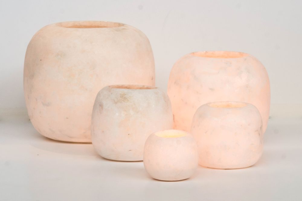 Decorative objects - Waxholders Alabster and saltstone - ZENZA