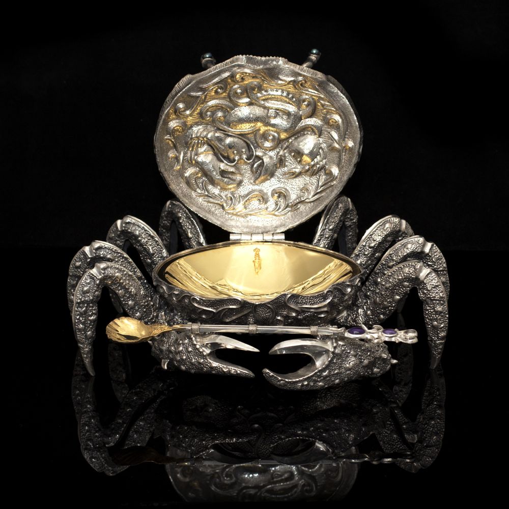 Decorative objects -  Crab Silver Caviar Server - ORMAS GROUP