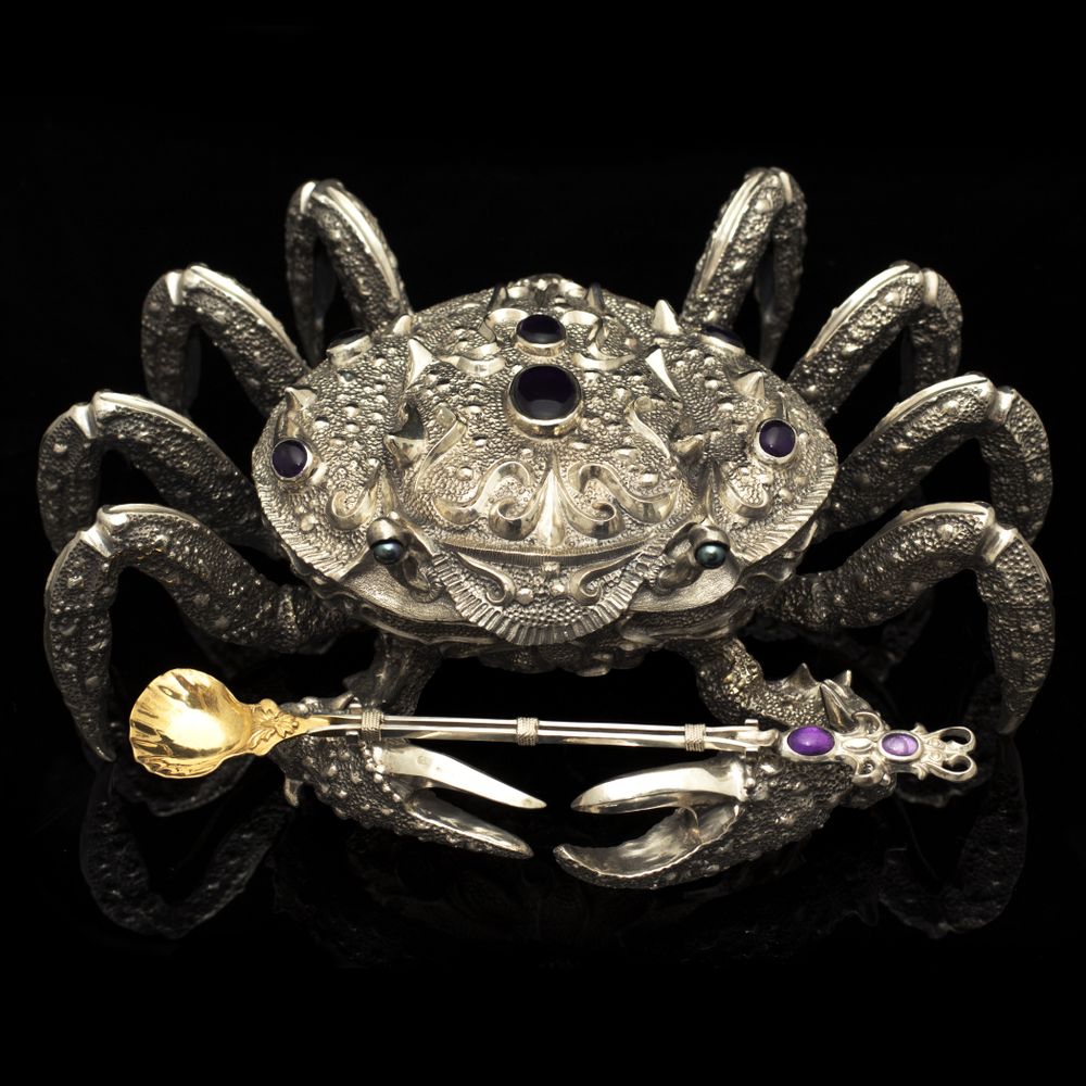 Decorative objects -  Crab Silver Caviar Server - ORMAS GROUP