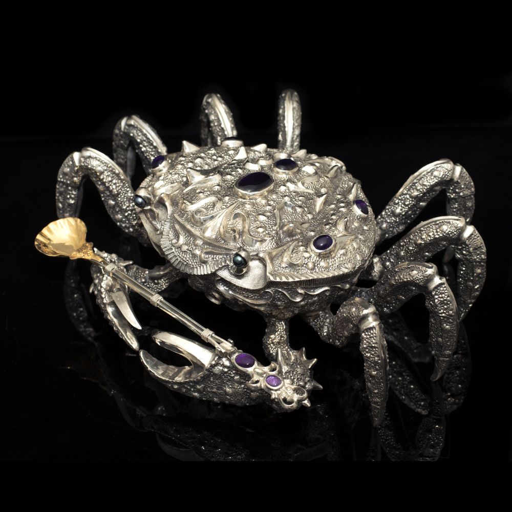 Decorative objects -  Crab Silver Caviar Server - ORMAS GROUP